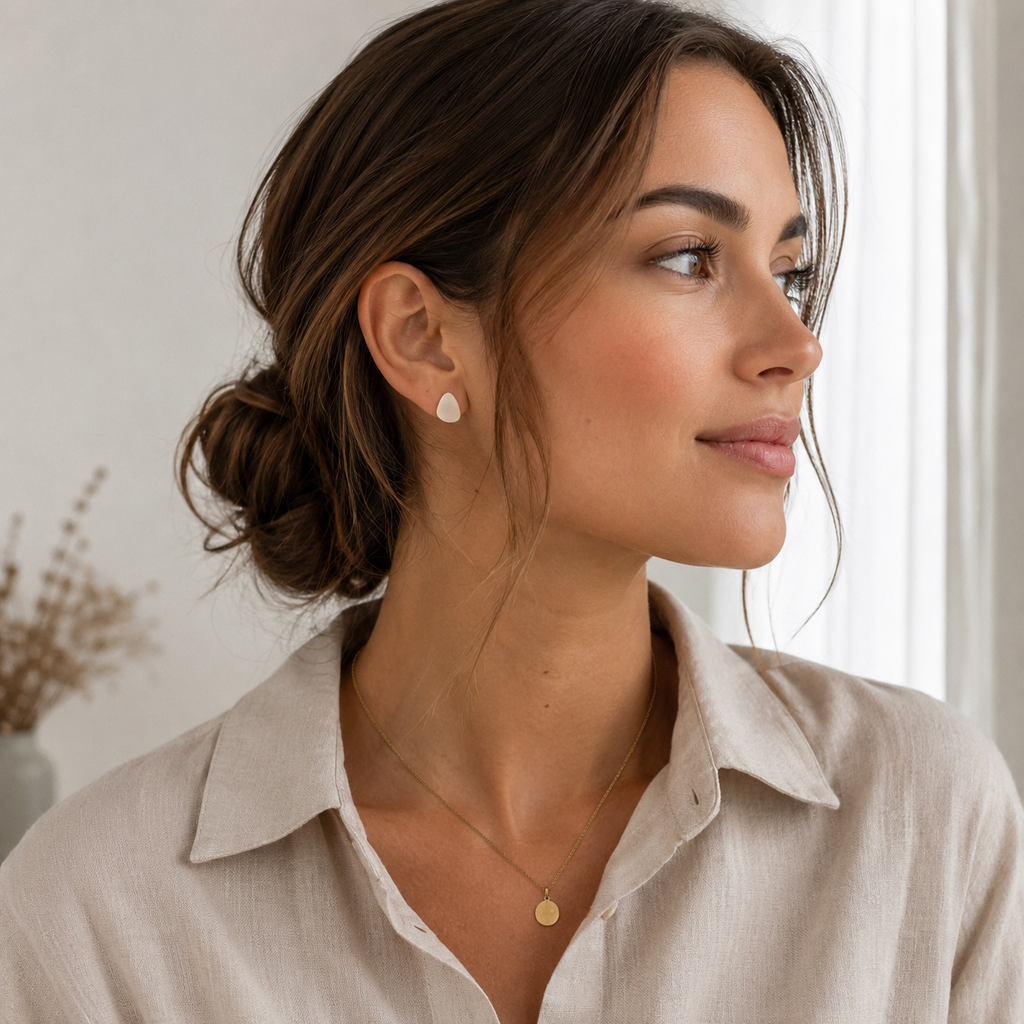 The Micro Pebble in Ivory Pearl | Pebble Ear Stud