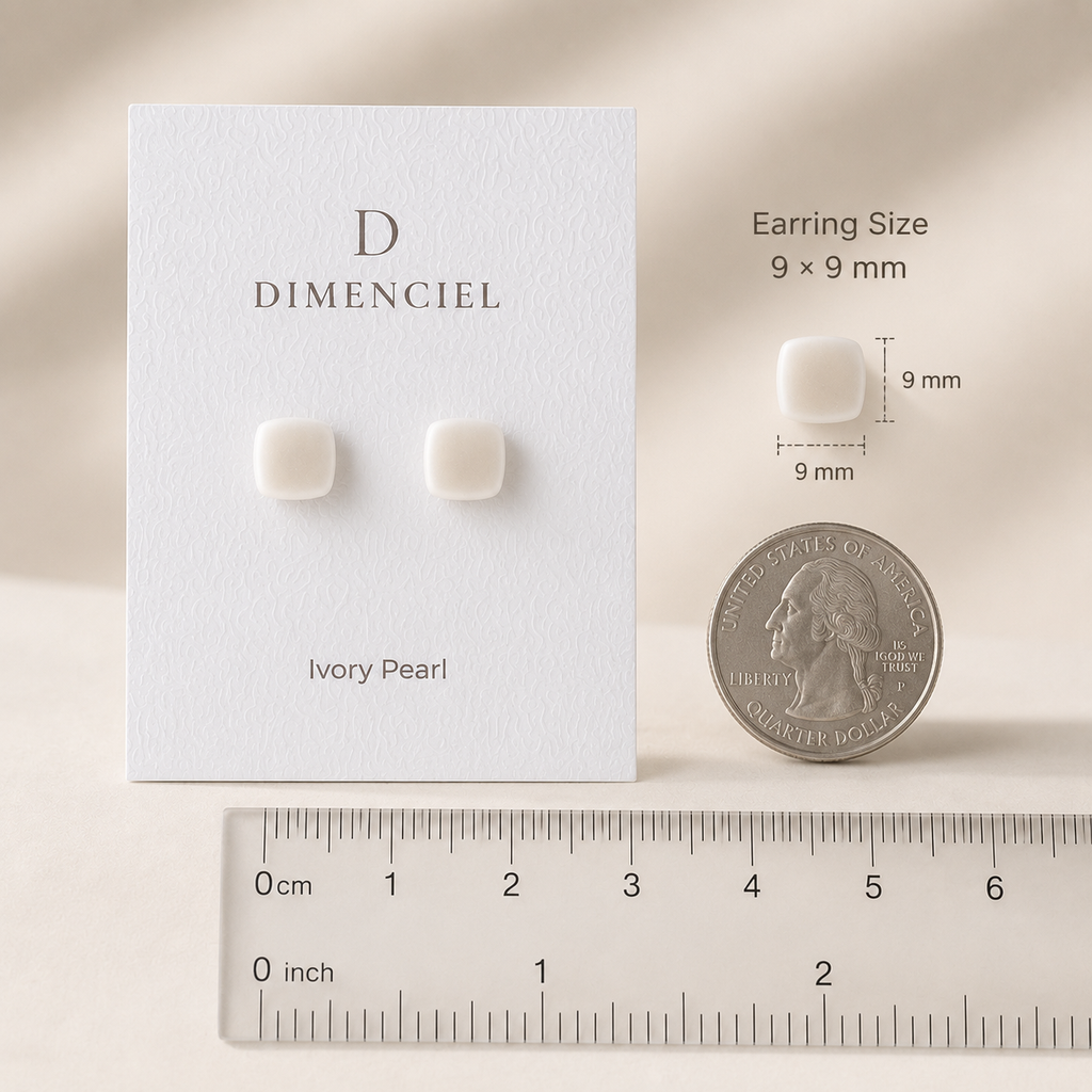 The Micro Cube in Ivory Pearl | Square Ear Stud
