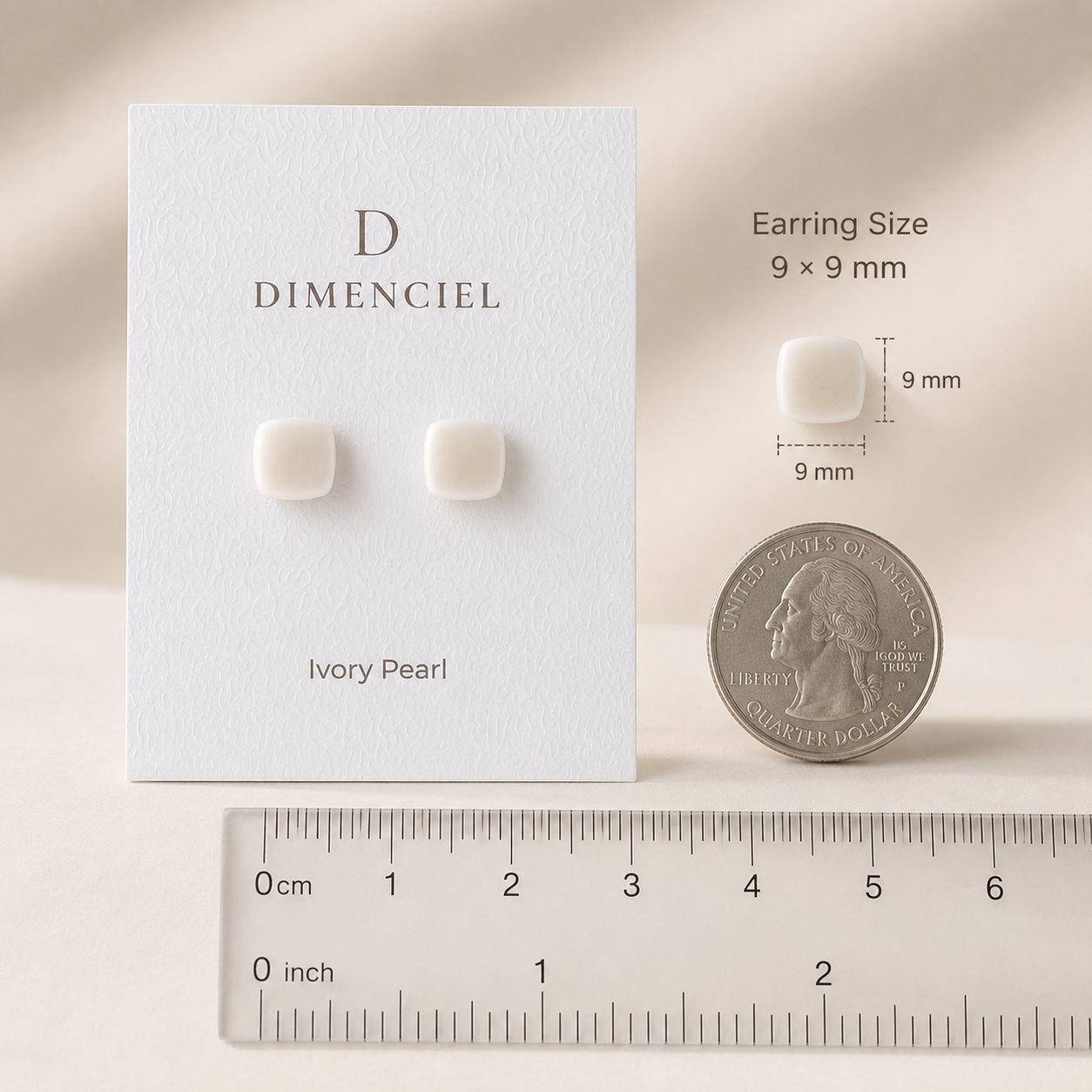 The Micro Cube in Ivory Pearl | Square Ear Stud