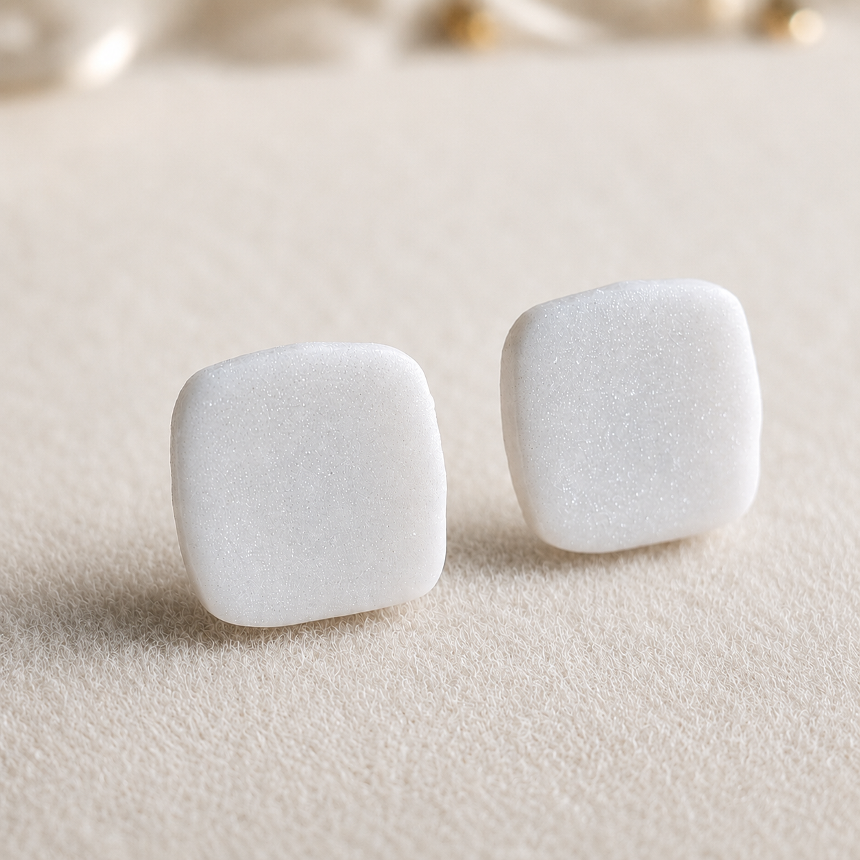 The Micro Cube in Ivory Pearl | Square Ear Stud