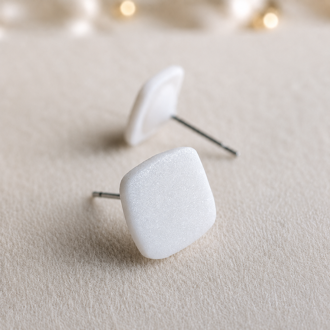 The Micro Cube in Ivory Pearl | Square Ear Stud