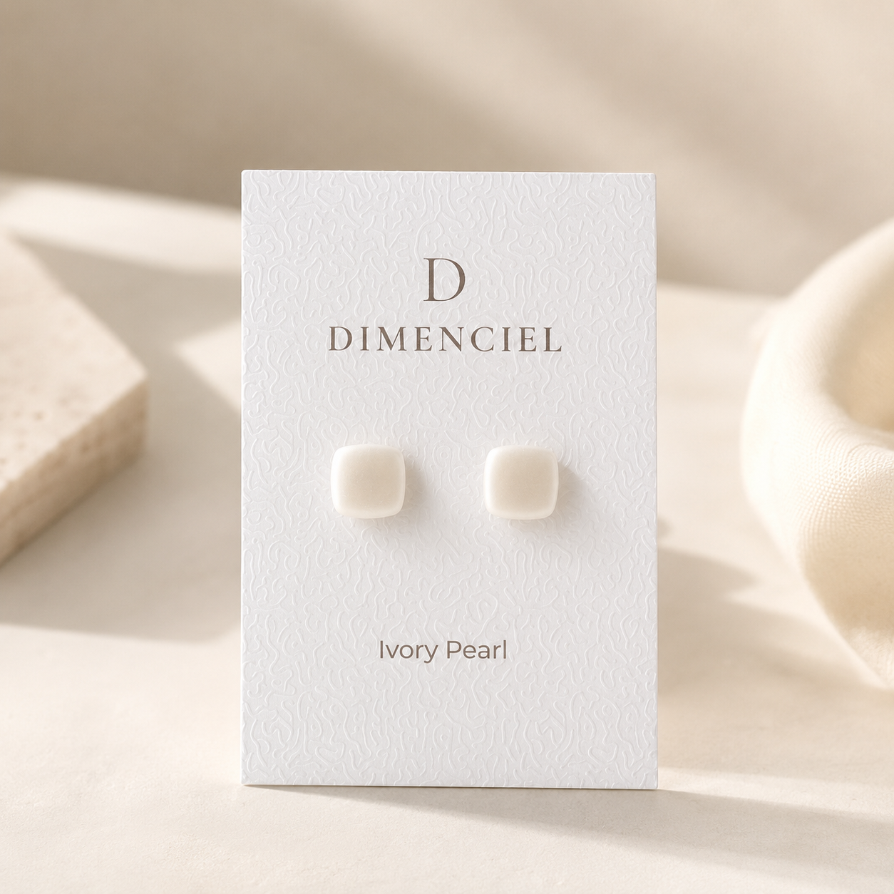 The Micro Cube in Ivory Pearl | Square Ear Stud