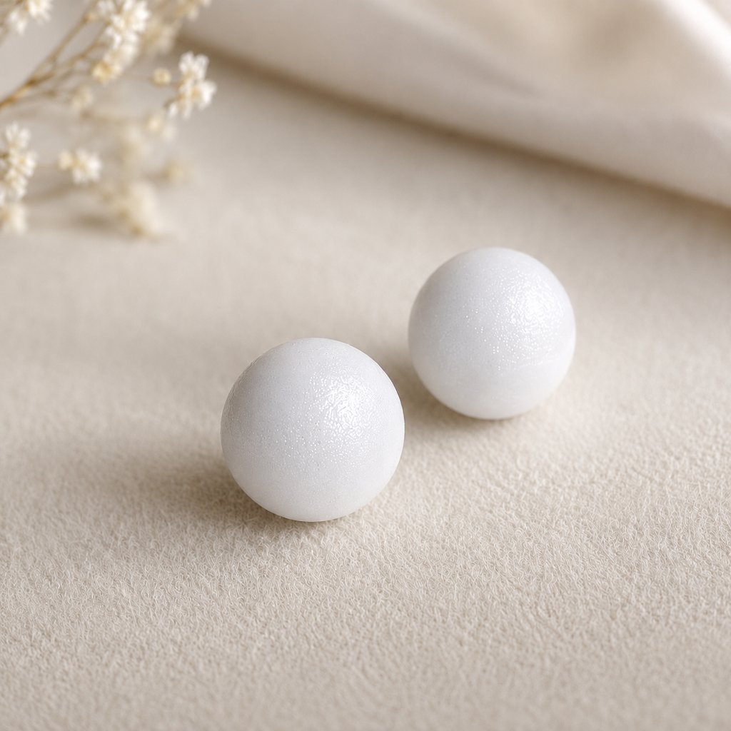 The Micro Dome in Ivory Pearl | Half Sphere Ear Stud