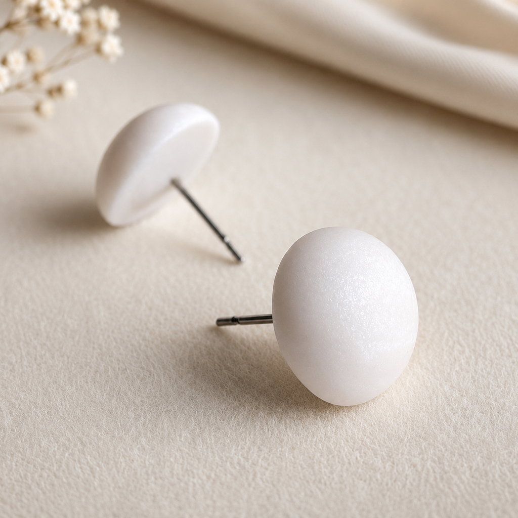 The Micro Dome in Ivory Pearl | Half Sphere Ear Stud