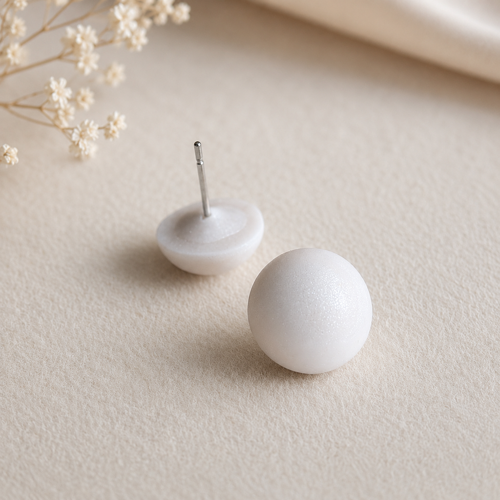 The Micro Dome in Ivory Pearl | Half Sphere Ear Stud