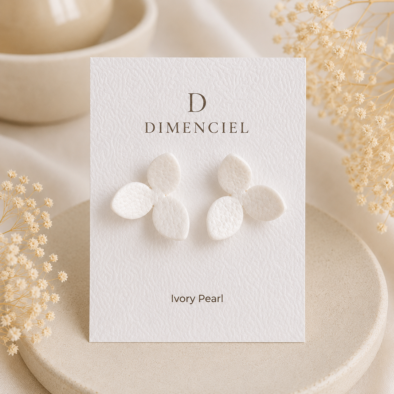 Ivory Pearl Lilac Ear Studs Set