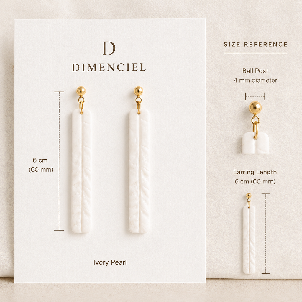 The Palazzo Column Drop in Ivory Pearl | White Long Rectangle Drop Earrings