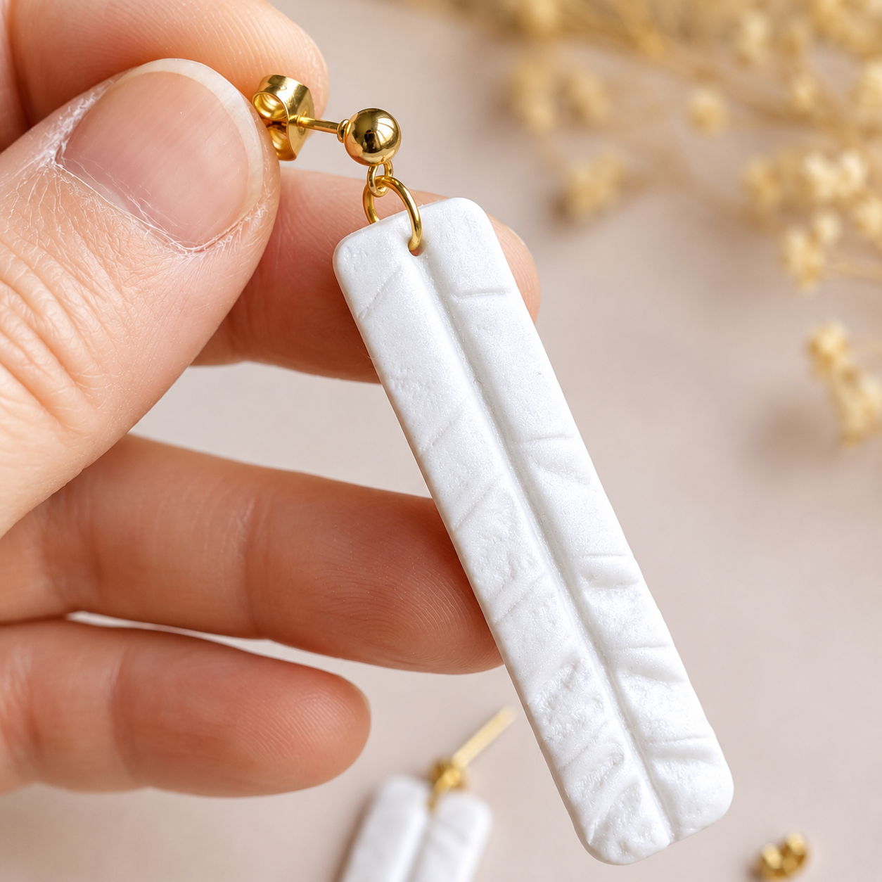 The Palazzo Column Drop in Ivory Pearl | White Long Rectangle Drop Earrings