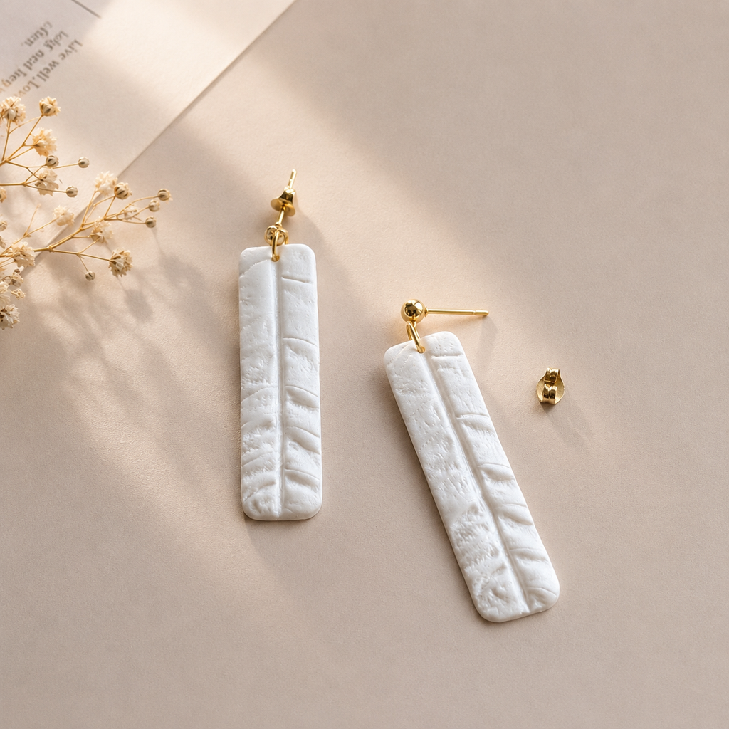 The Palazzo Column Drop in Ivory Pearl | White Long Rectangle Drop Earrings