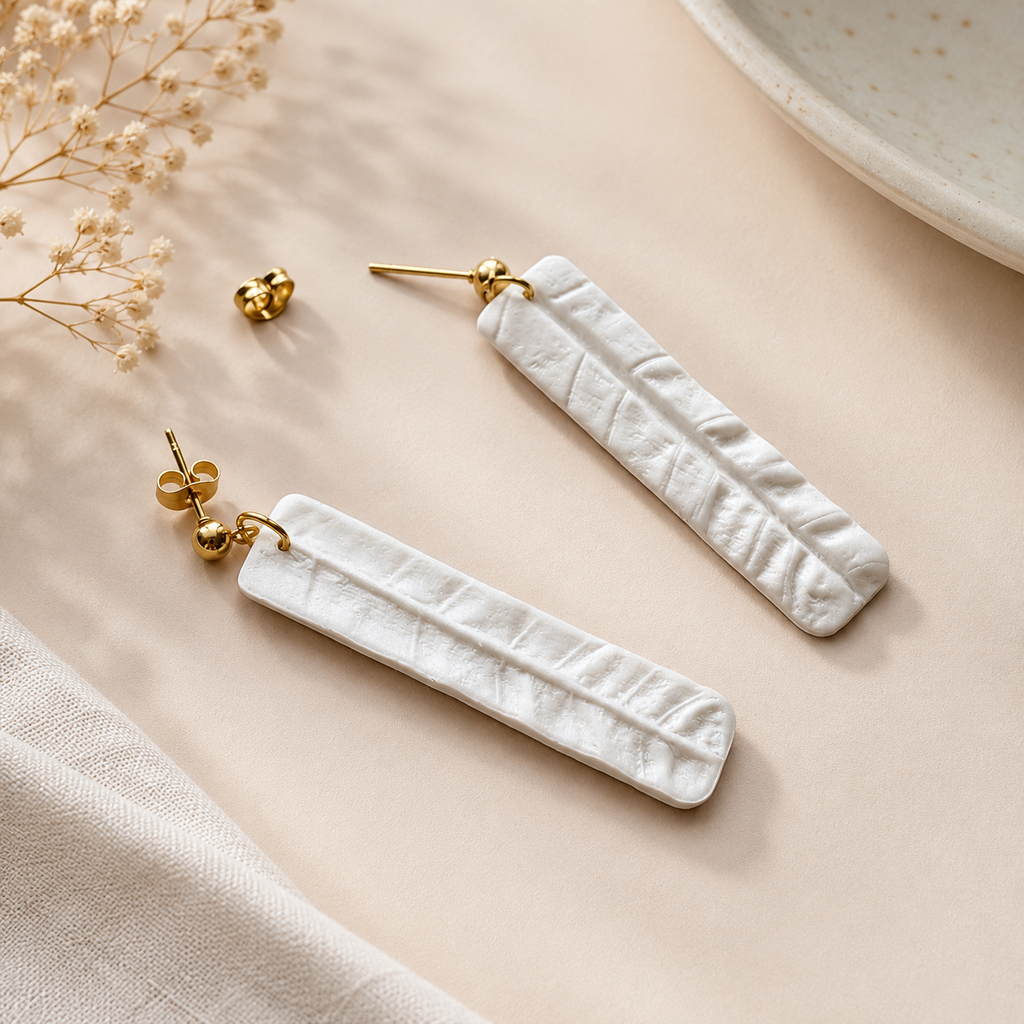 The Palazzo Column Drop in Ivory Pearl | White Long Rectangle Drop Earrings