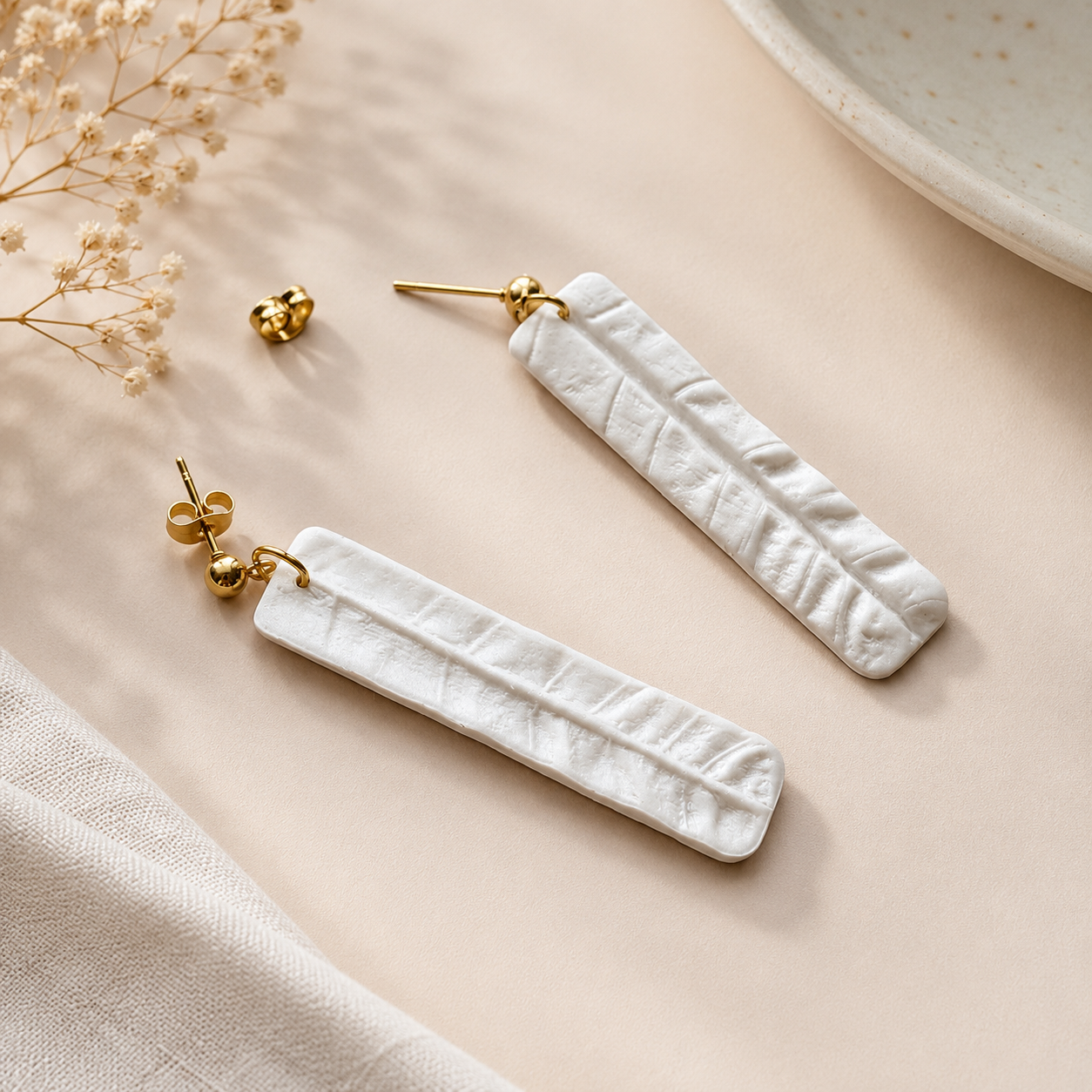 The Palazzo Column Drop in Ivory Pearl | White Long Rectangle Drop Earrings