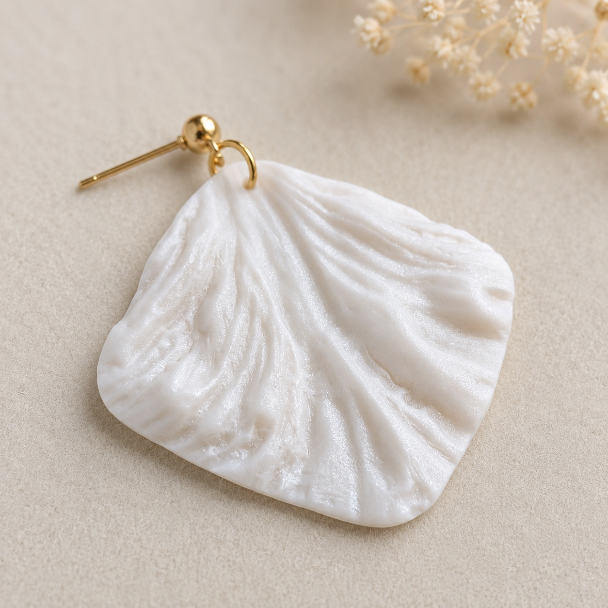 The Palazzo Statement in Ivory Pearl | White Large Square Petal Earrings