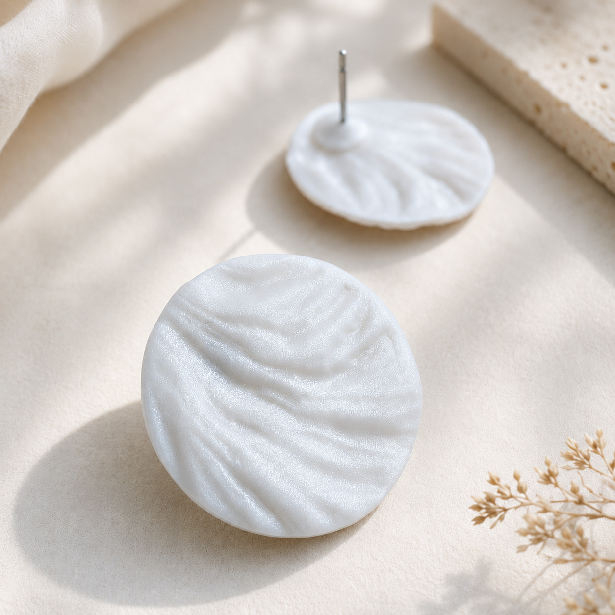 The Swirl Orb in Ivory Pearl | Circle Ear Stud
