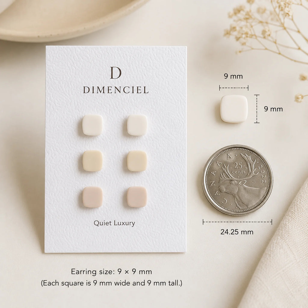 The Organic Cube Trio | Minimalist Square Ear Studs