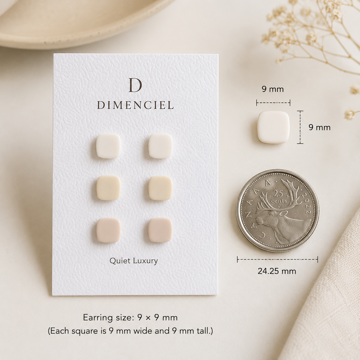 The Micro Cube Trio in Quiet Luxury | Square Ear Studs Set