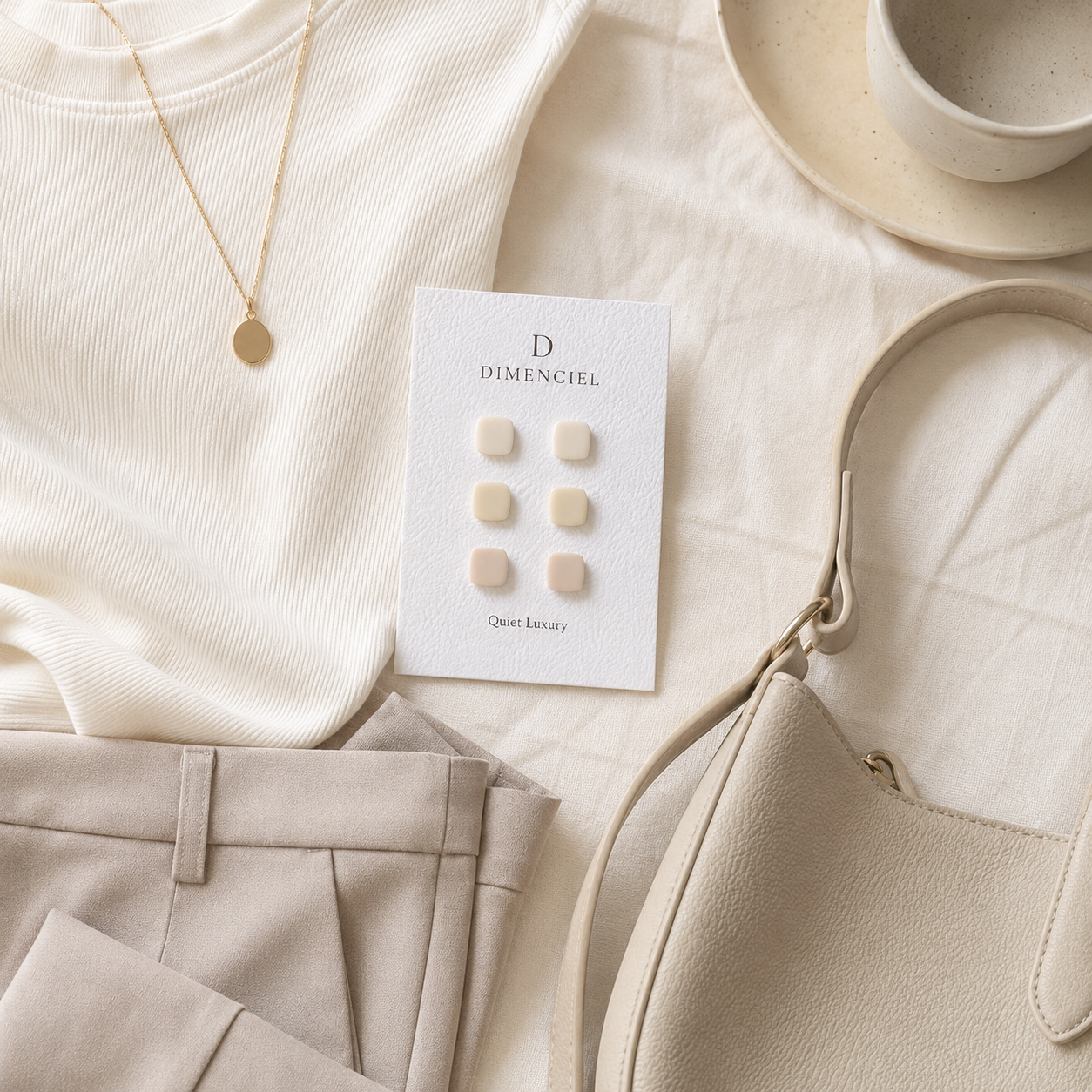 The Micro Cube Trio in Quiet Luxury | Square Ear Studs Set