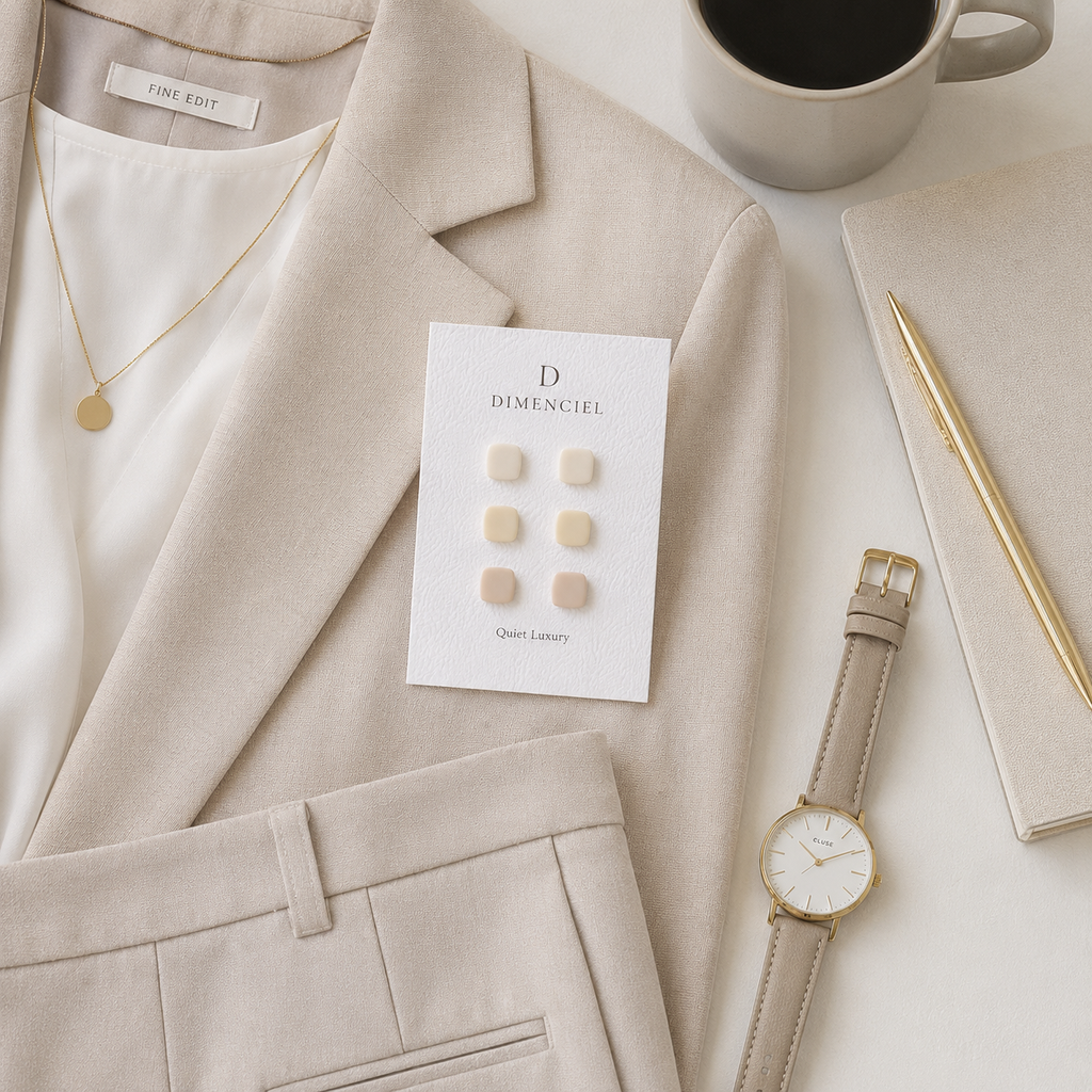 The Micro Cube Trio in Quiet Luxury | Square Ear Studs Set