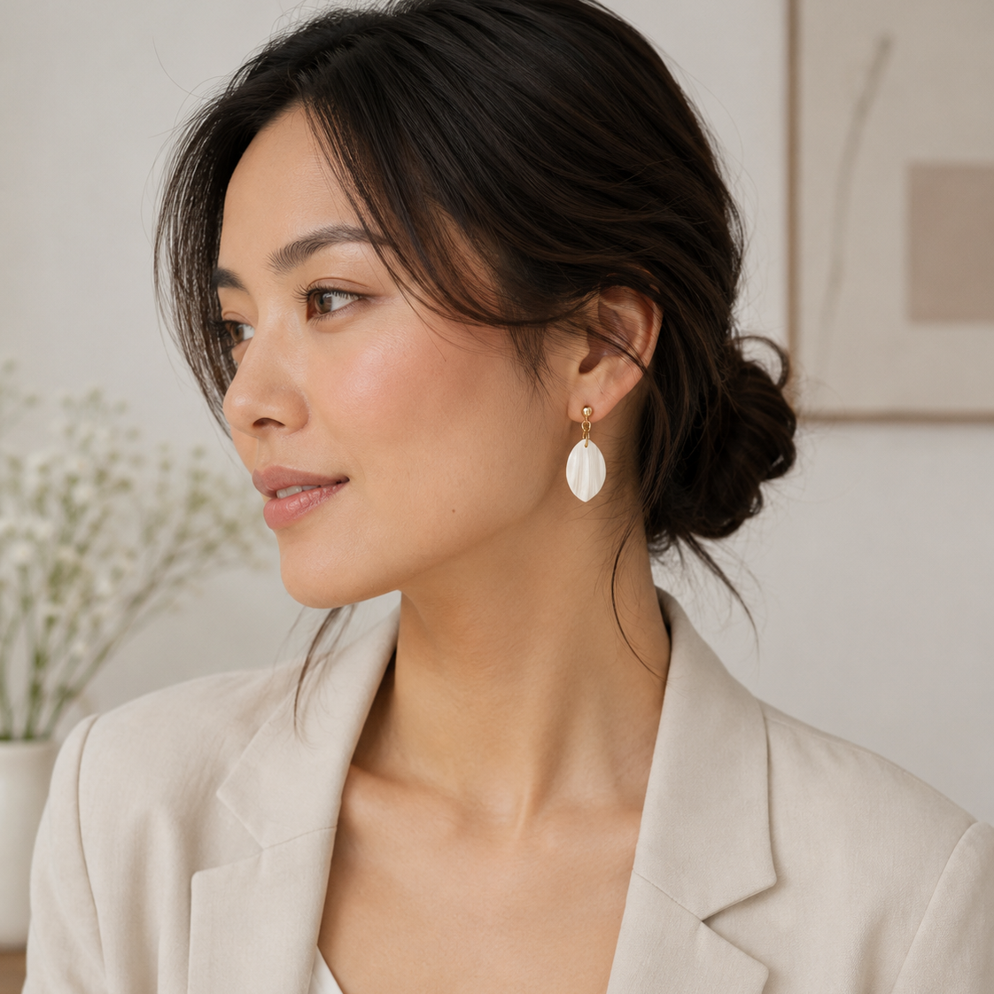 The Pebble & Petal Edit in Quiet Luxury | Bundle — Pebble Studs Set & Petal Drop Earrings