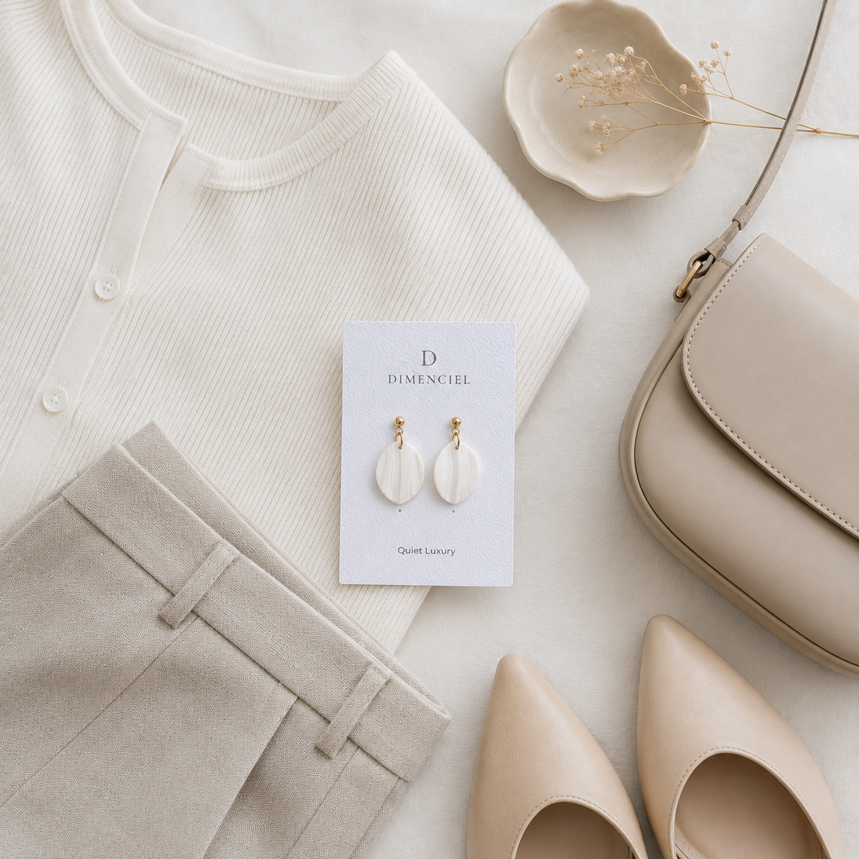 The Pebble & Petal Edit in Quiet Luxury | Bundle — Pebble Studs Set & Petal Drop Earrings