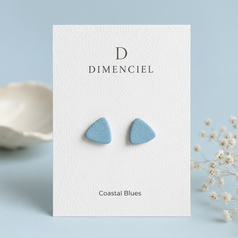 Coastal Blues Triangle Studs Set