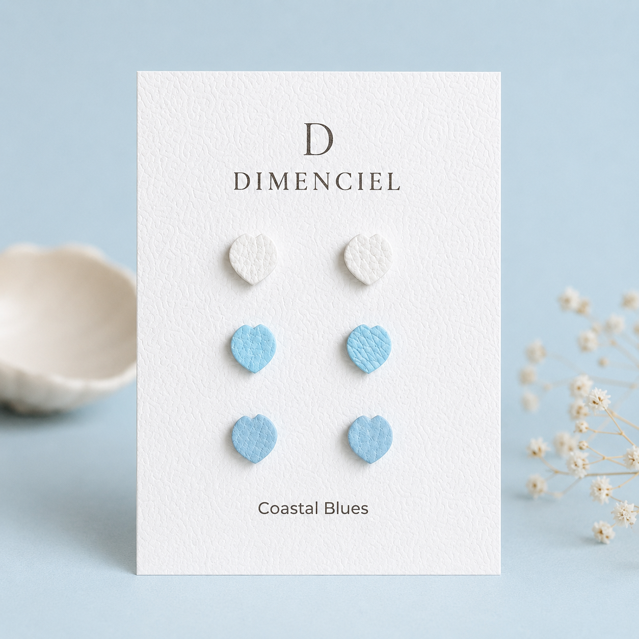 Coastal Blues Cherry Blossom Petal Studs Set