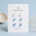Coastal Blues Leaf Studs Set