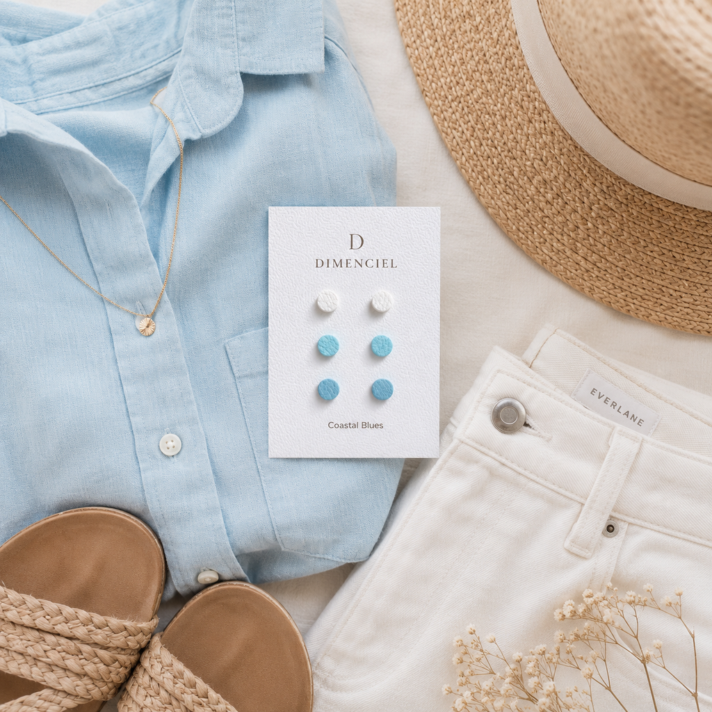 Coastal Blues Circle Studs Set
