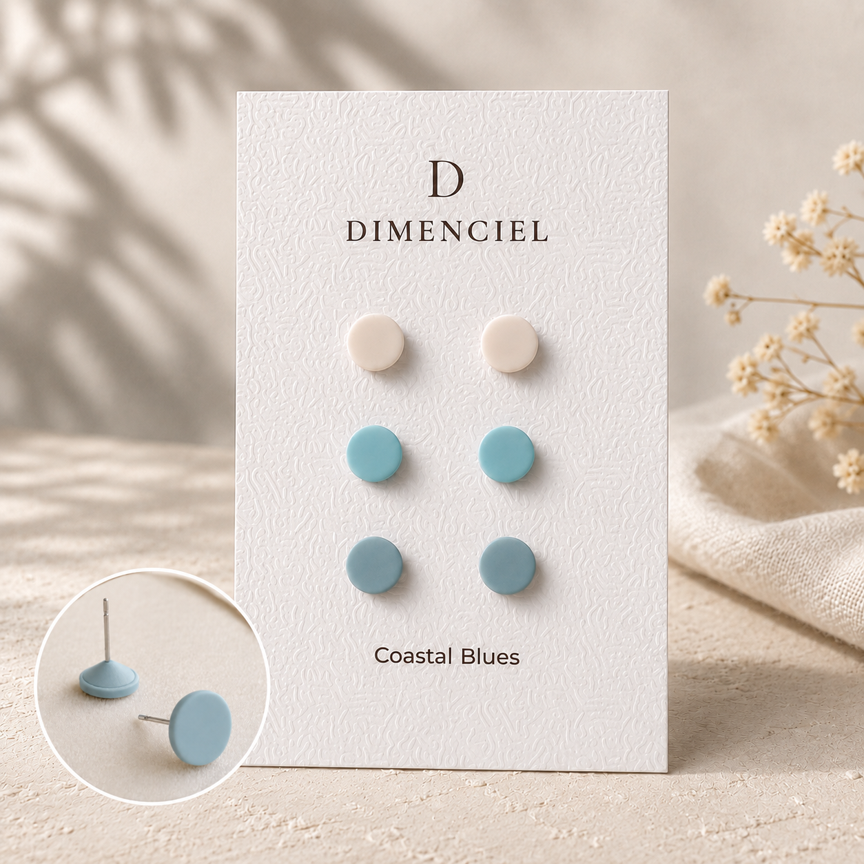 The Micro Orb Trio in Coastal Blues | Circle Studs Set