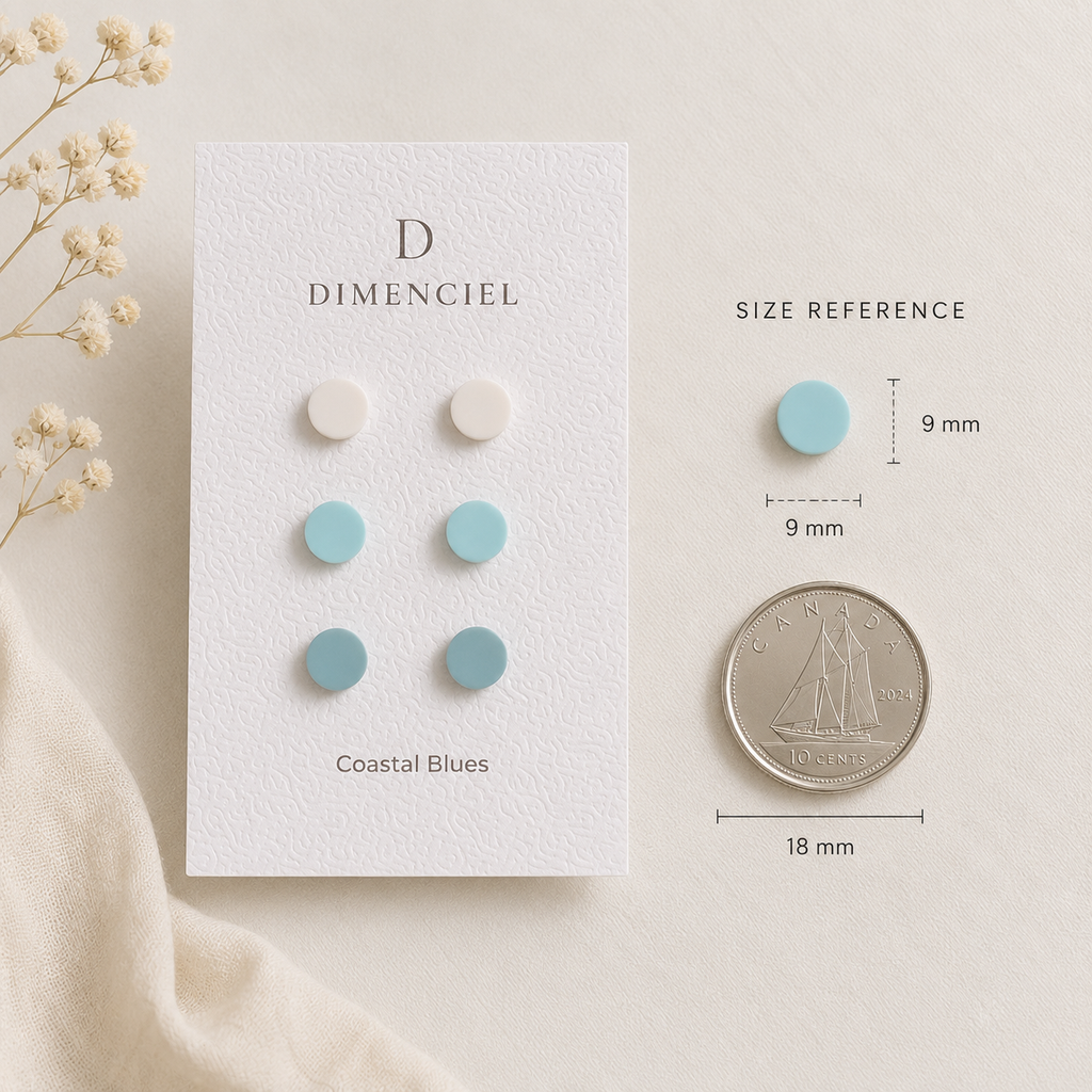 The Micro Orb Trio in Coastal Blues | Circle Studs Set
