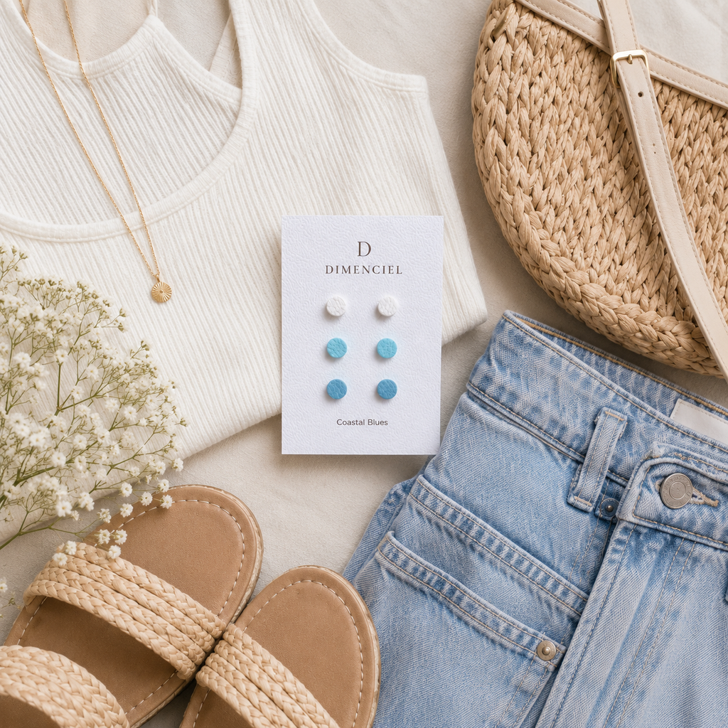 Coastal Blues Circle Studs Set