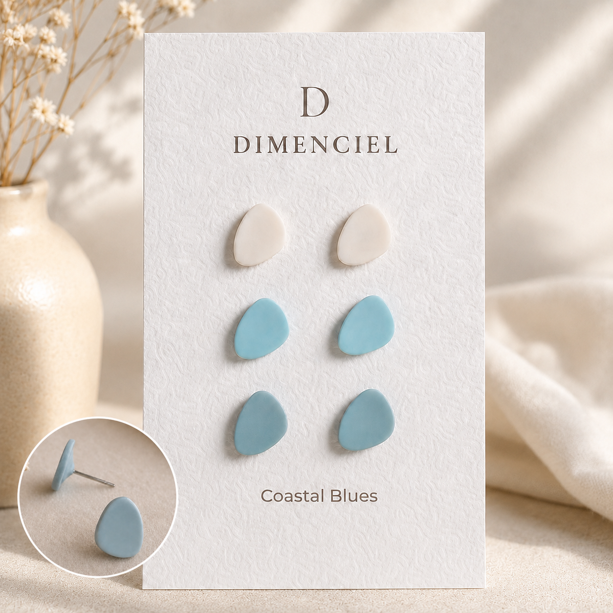 The Micro Pebble Trio in Coastal Blues | Pebble Stud Set