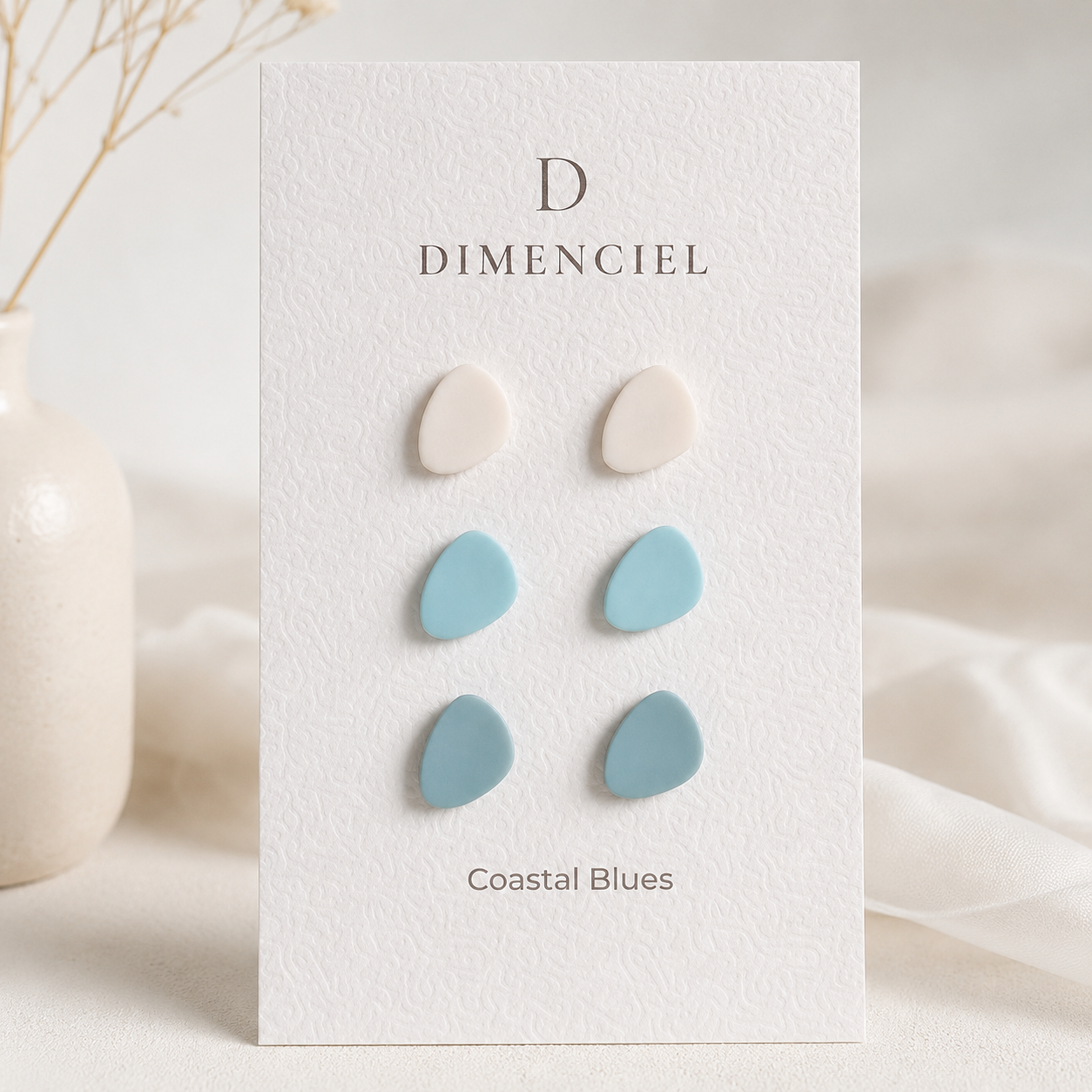 The Micro Pebble Trio in Coastal Blues | Pebble Stud Set