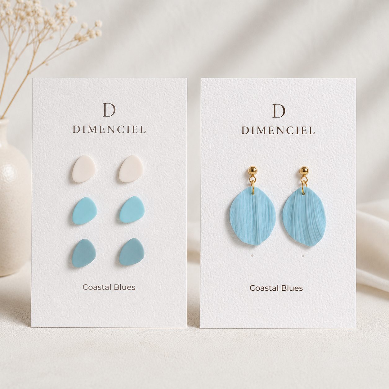 The Pebble & Petal Edit in Coastal Blues | Bundle — Pebble Studs Set & Petal Drop Earrings