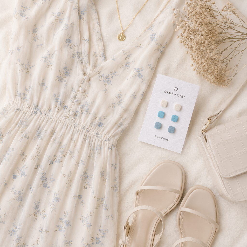 Coastal Blues Square Ear Studs Set