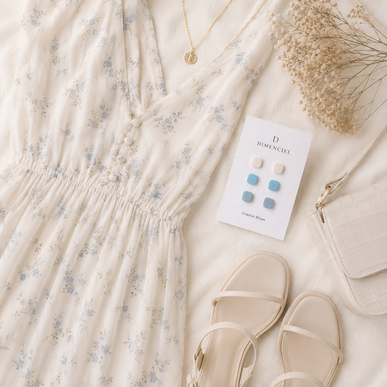Coastal Blues Square Ear Studs Set