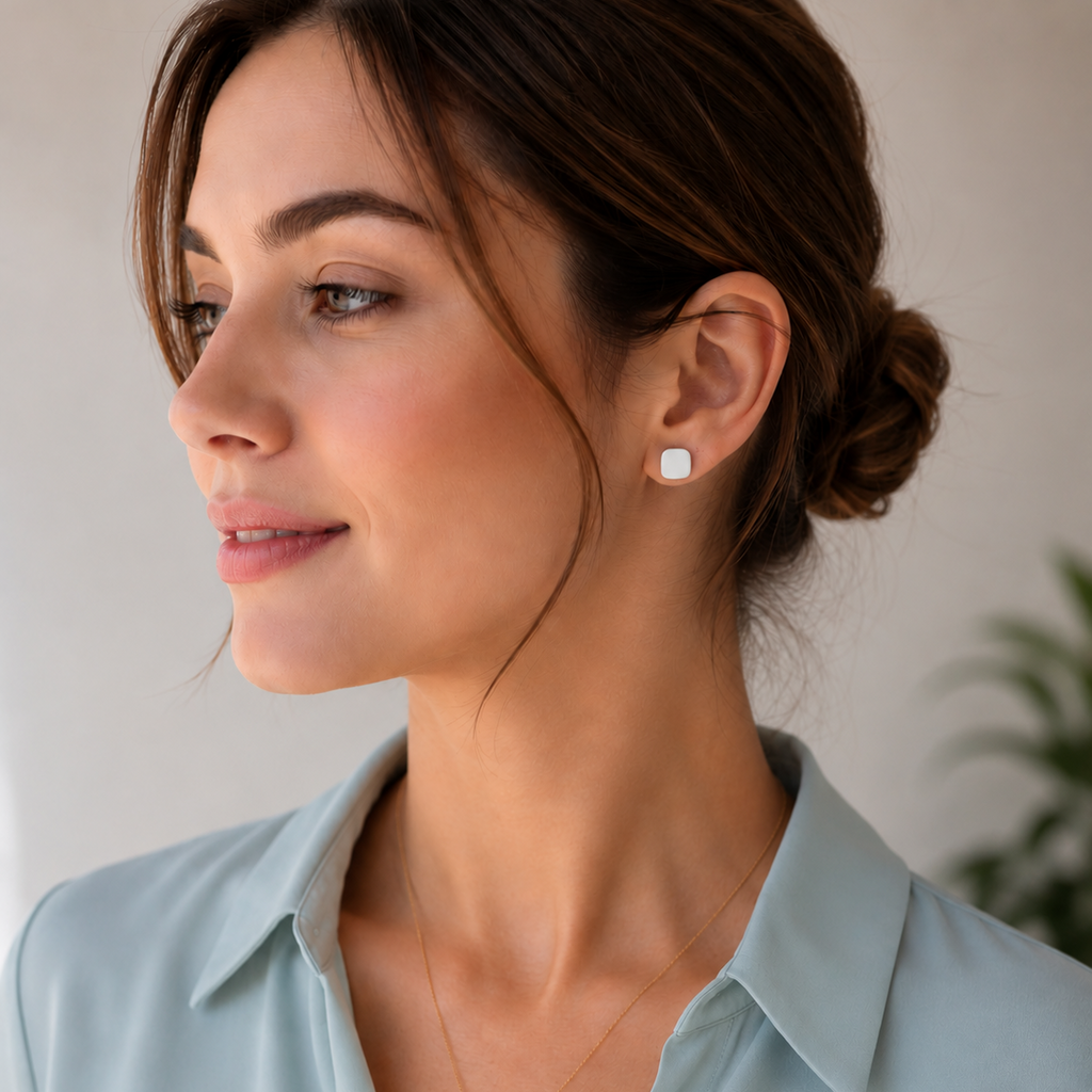 The Micro Cube Trio in Coastal Blues | Square Ear Studs Set