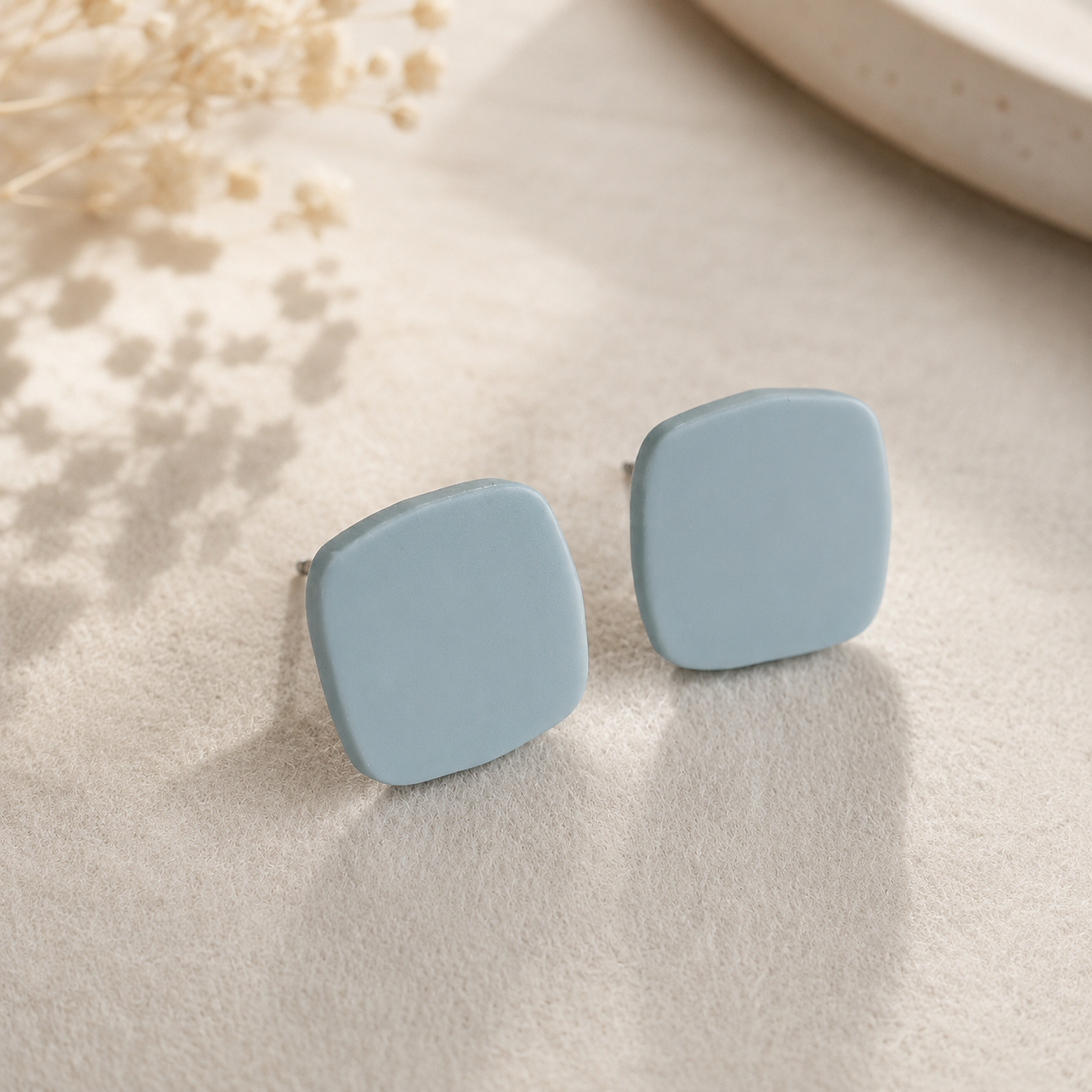The Micro Cube Trio in Coastal Blues | Square Ear Studs Set