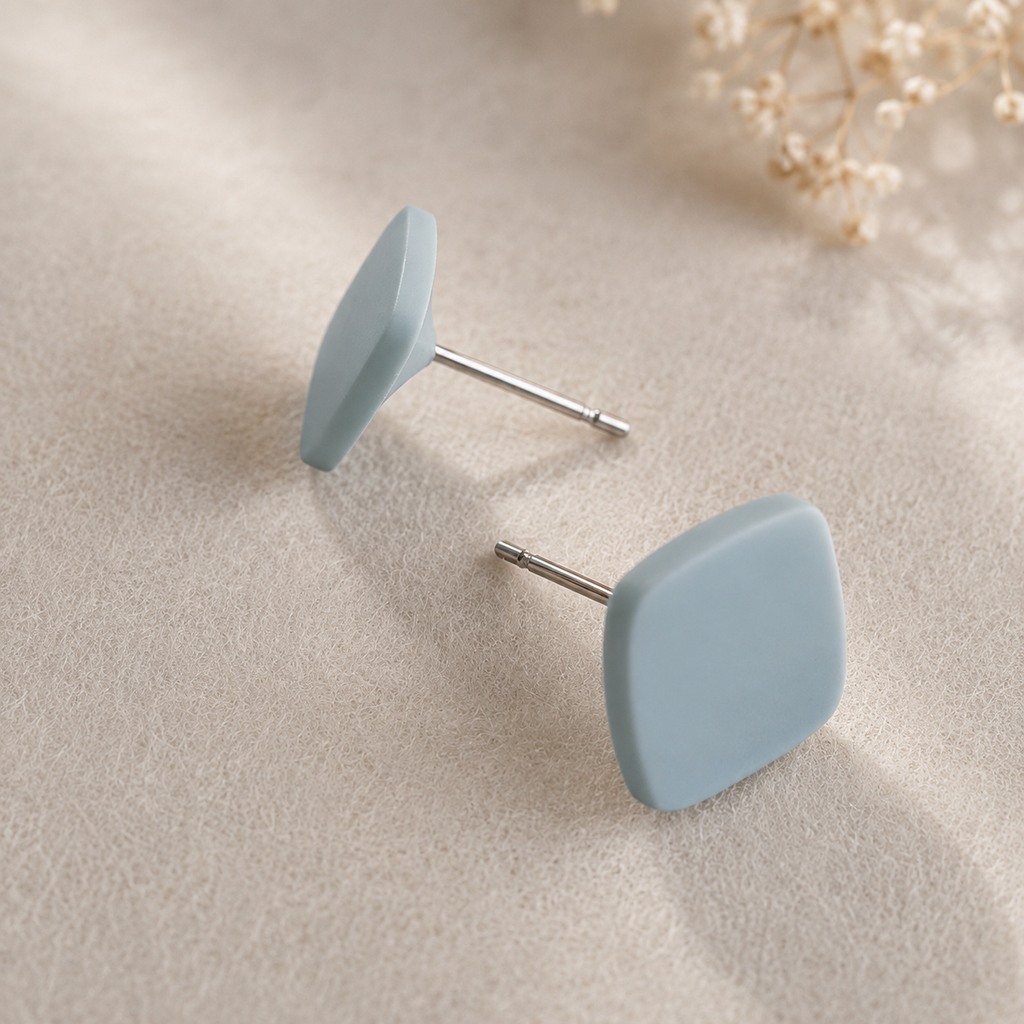 The Micro Cube Trio in Coastal Blues | Square Ear Studs Set