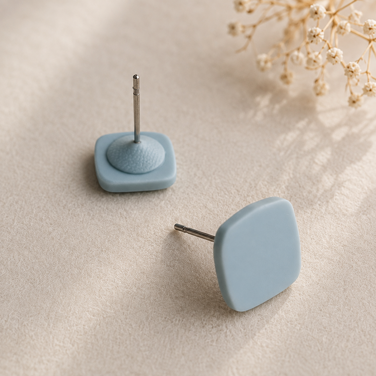 The Micro Cube Trio in Coastal Blues | Square Ear Studs Set