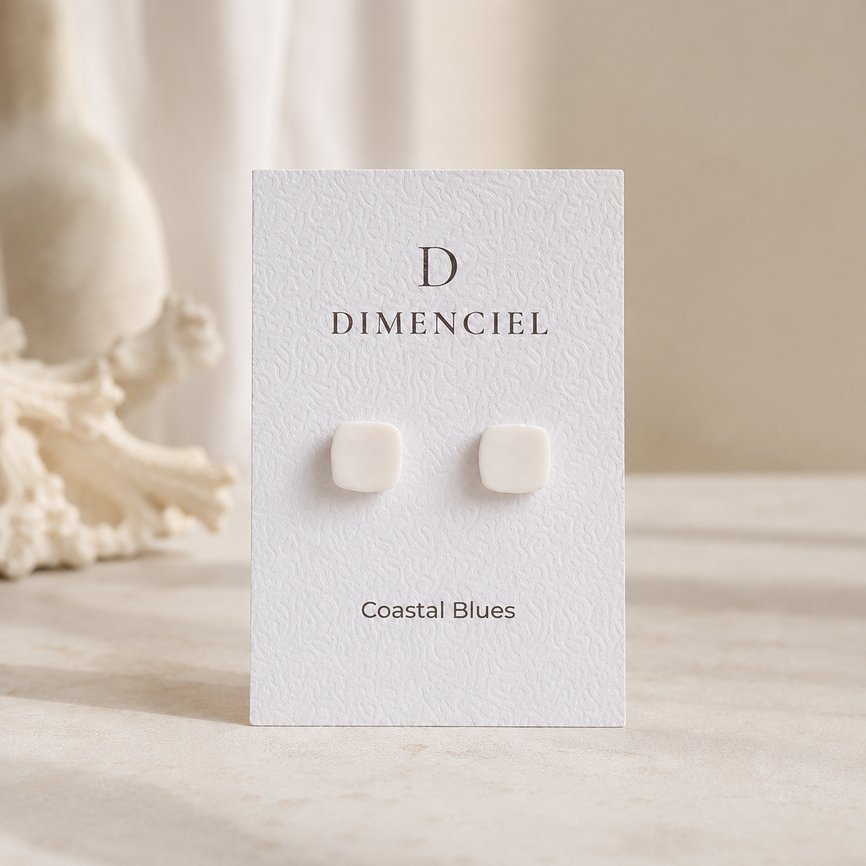 The Micro Cube Trio in Coastal Blues | Square Ear Studs Set