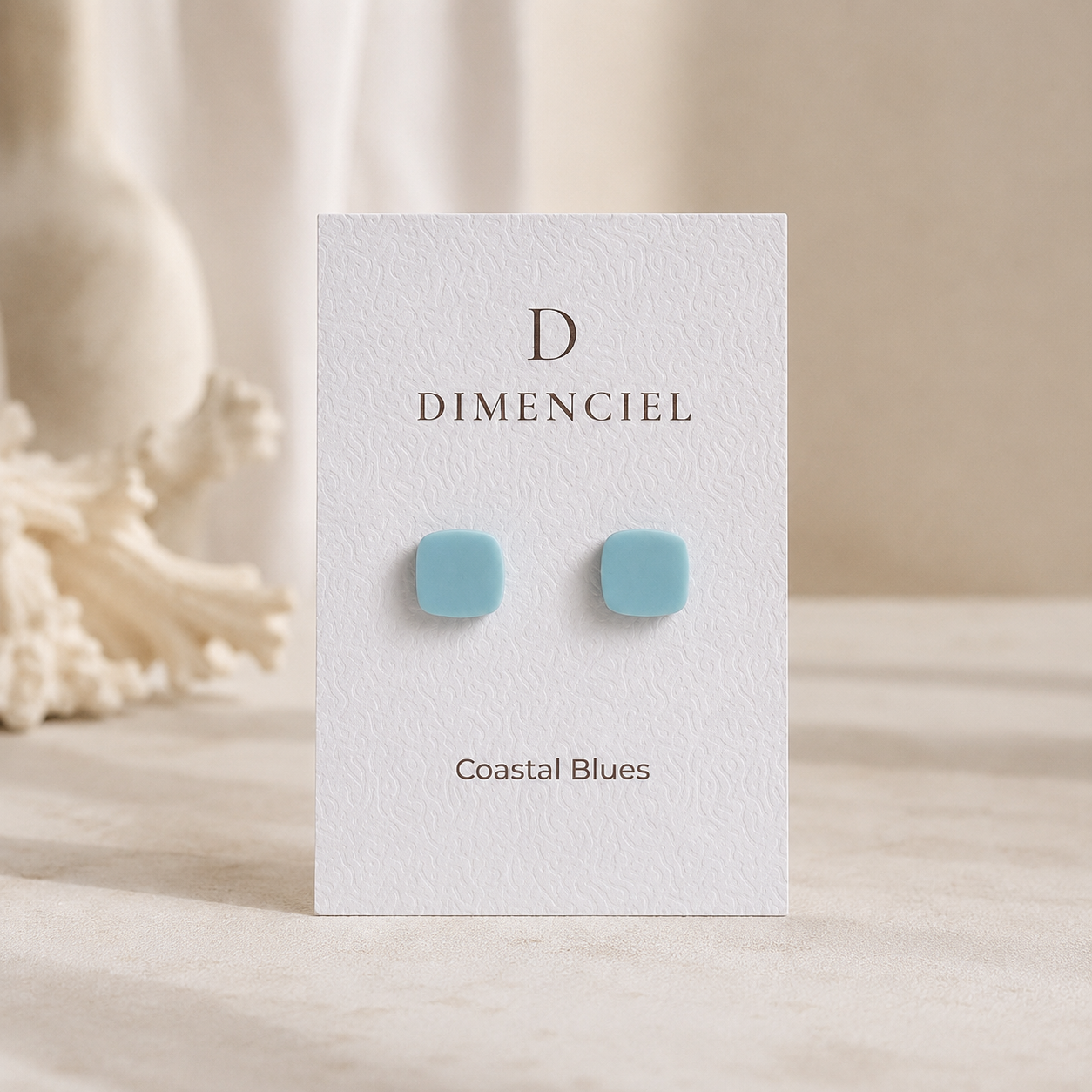 The Micro Cube Trio in Coastal Blues | Square Ear Studs Set