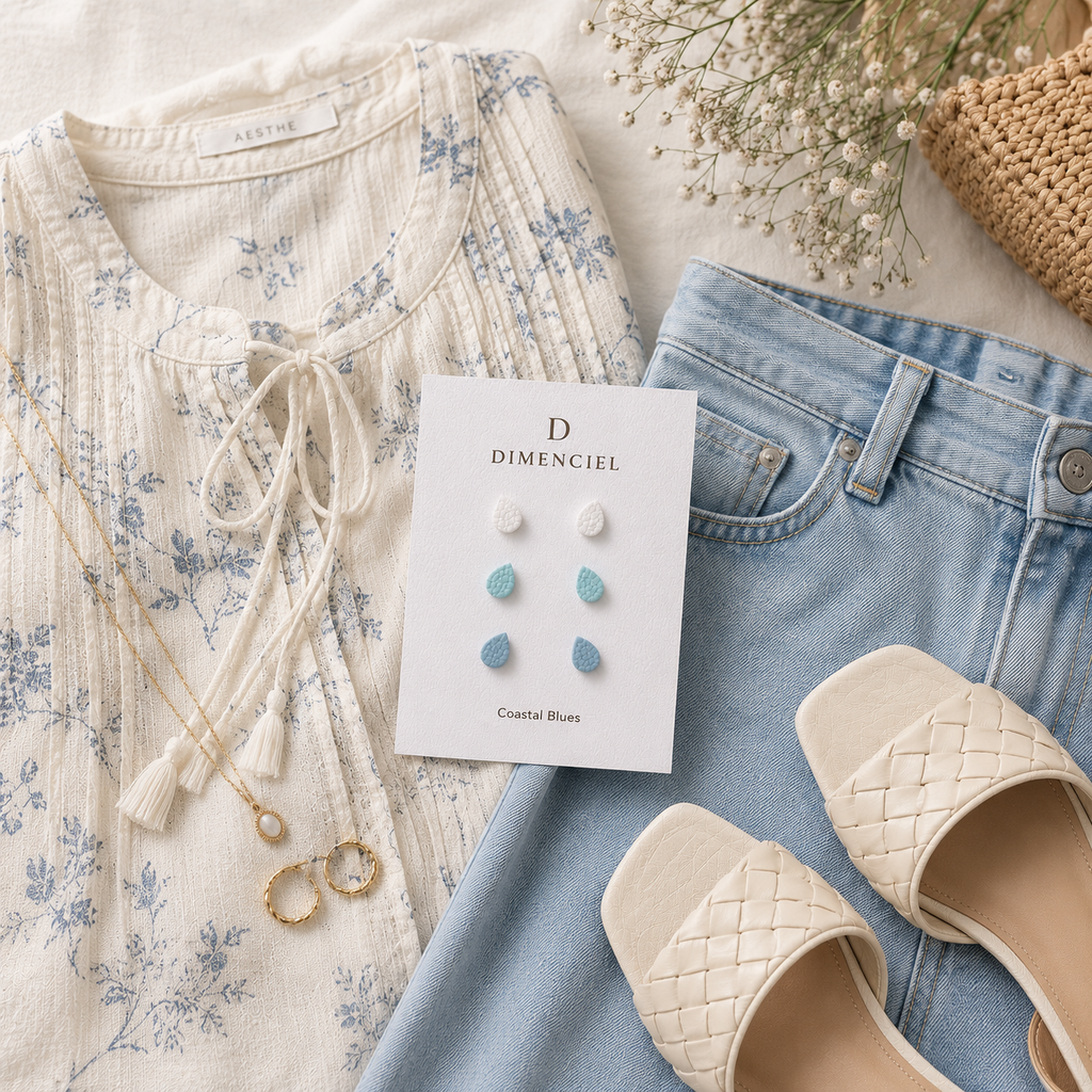 Coastal Blues Teardrop Ear Studs Set