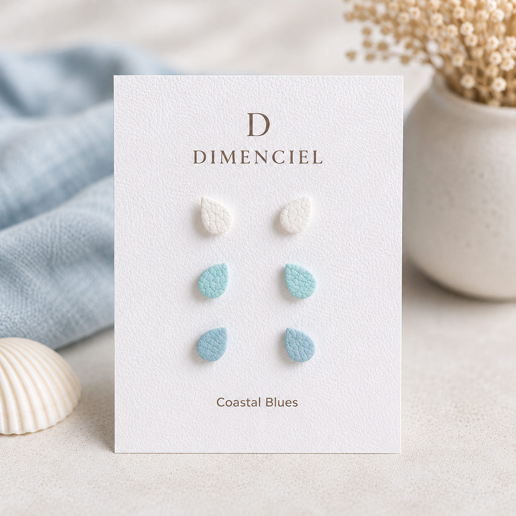 Coastal Blues Teardrop Ear Studs Set