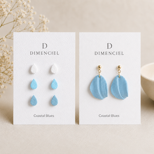 Coastal Blues Bundle — Teardrop Studs Set & Petal Drop Earrings