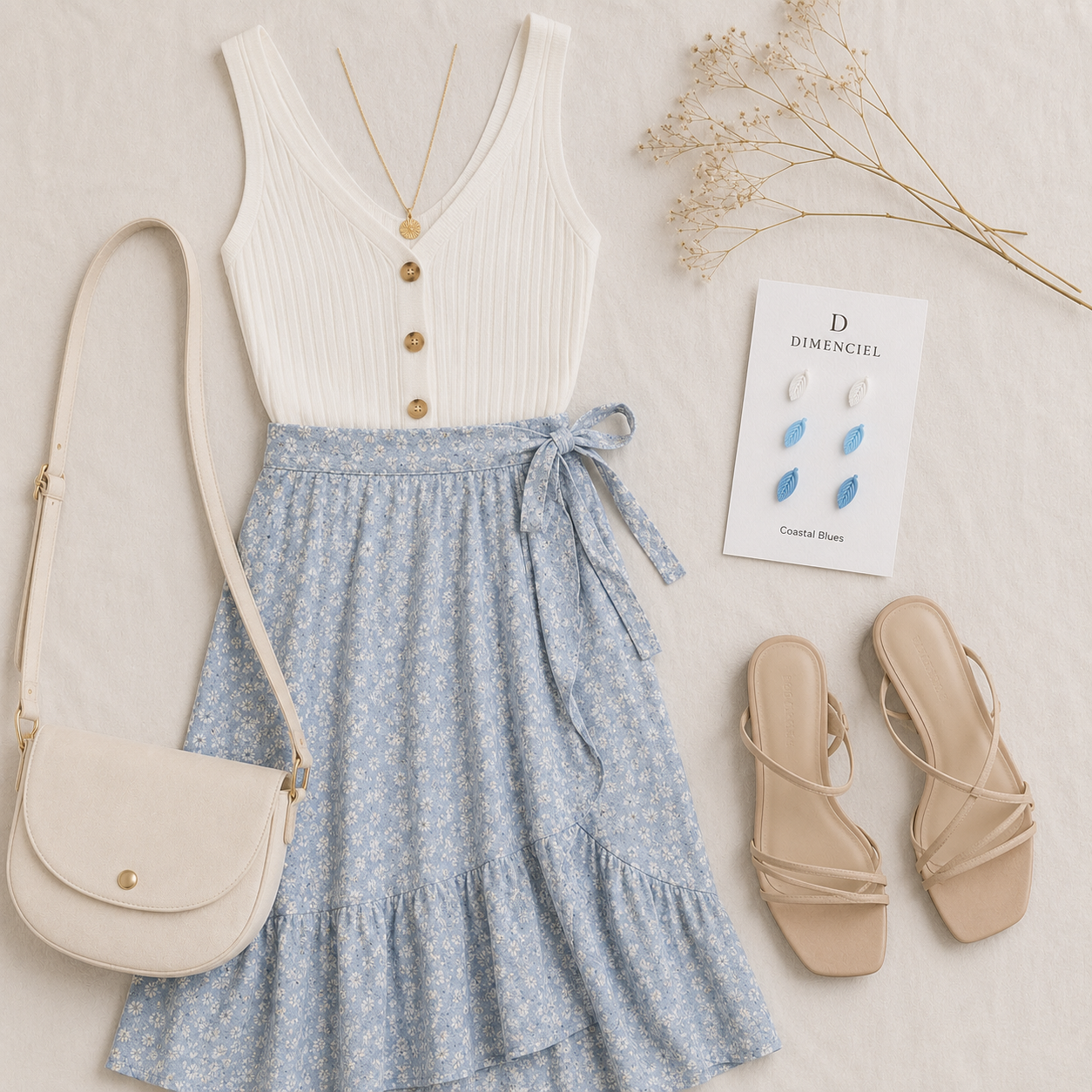 Coastal Blues Leaf Studs Set