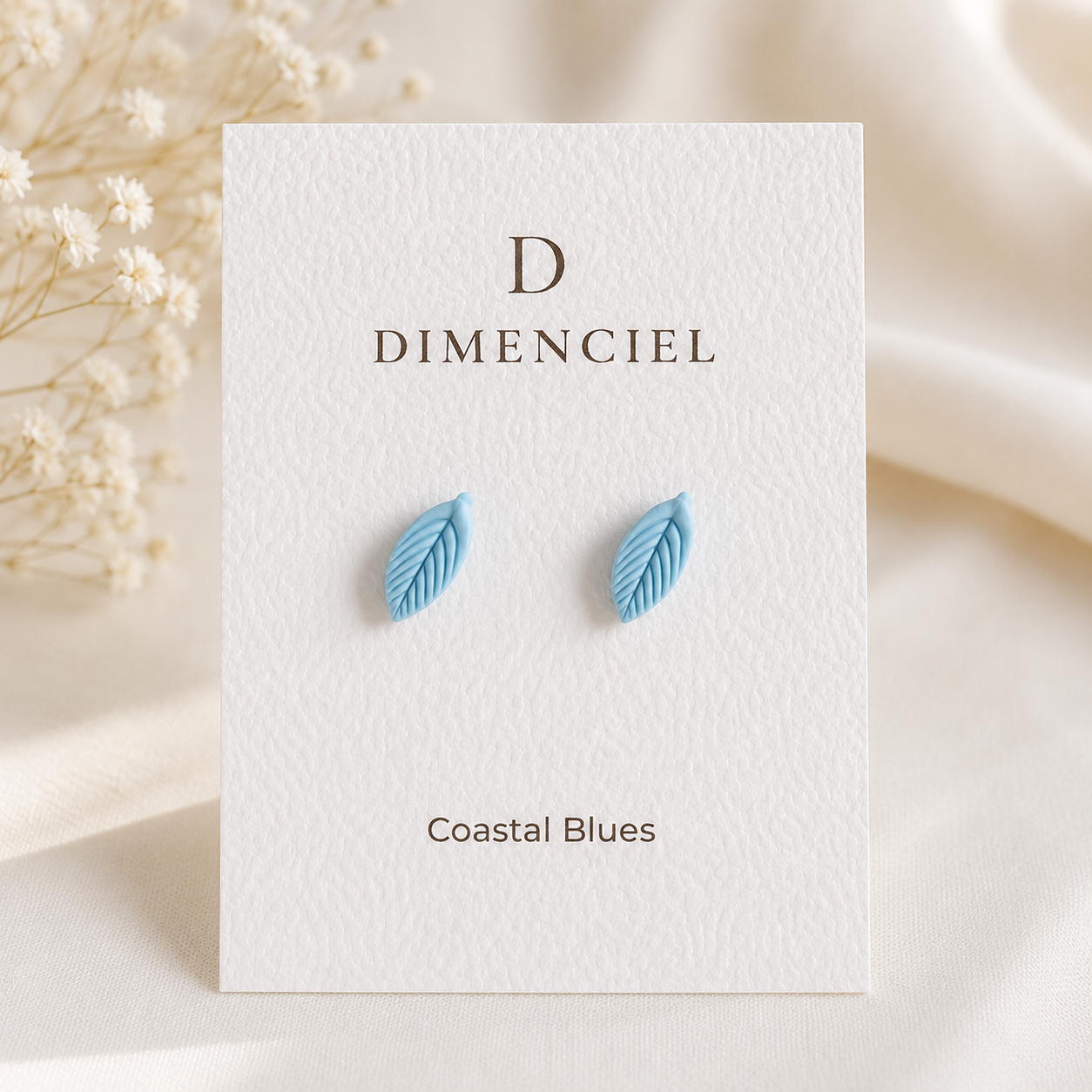 Coastal Blues Leaf Studs Set
