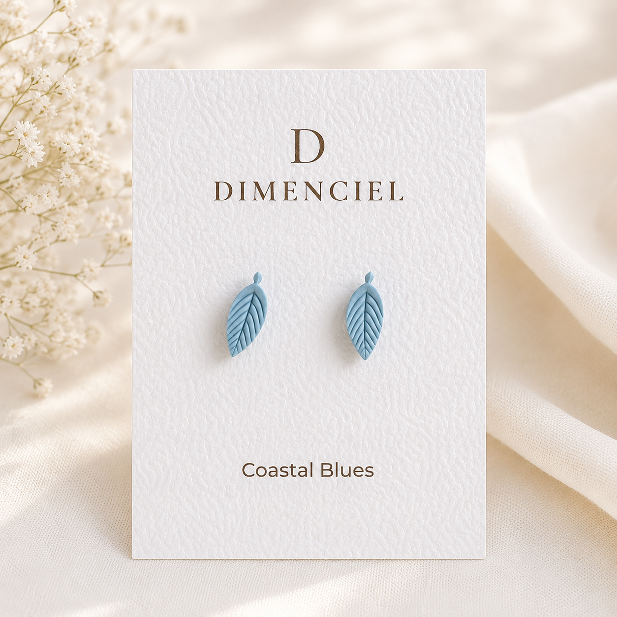 Coastal Blues Leaf Studs Set