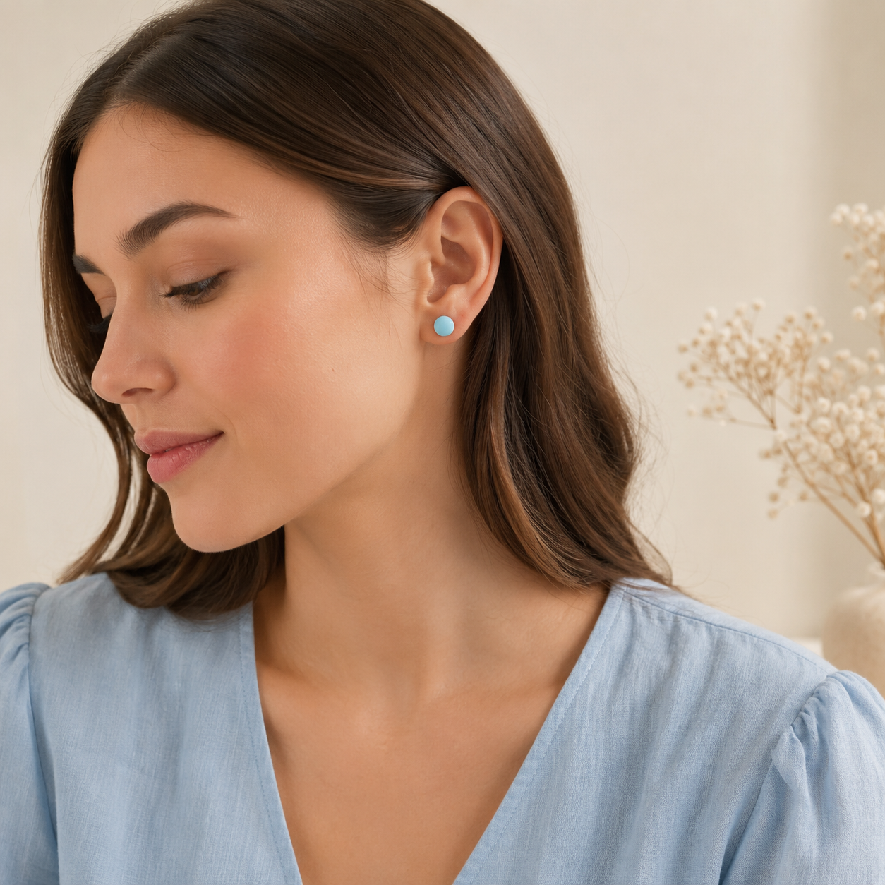 The Micro Dome Trio in Coastal Blues | Half Sphere Ear Studs Set