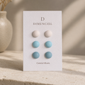 The Micro Dome Trio in Coastal Blues | Half Sphere Ear Studs Set