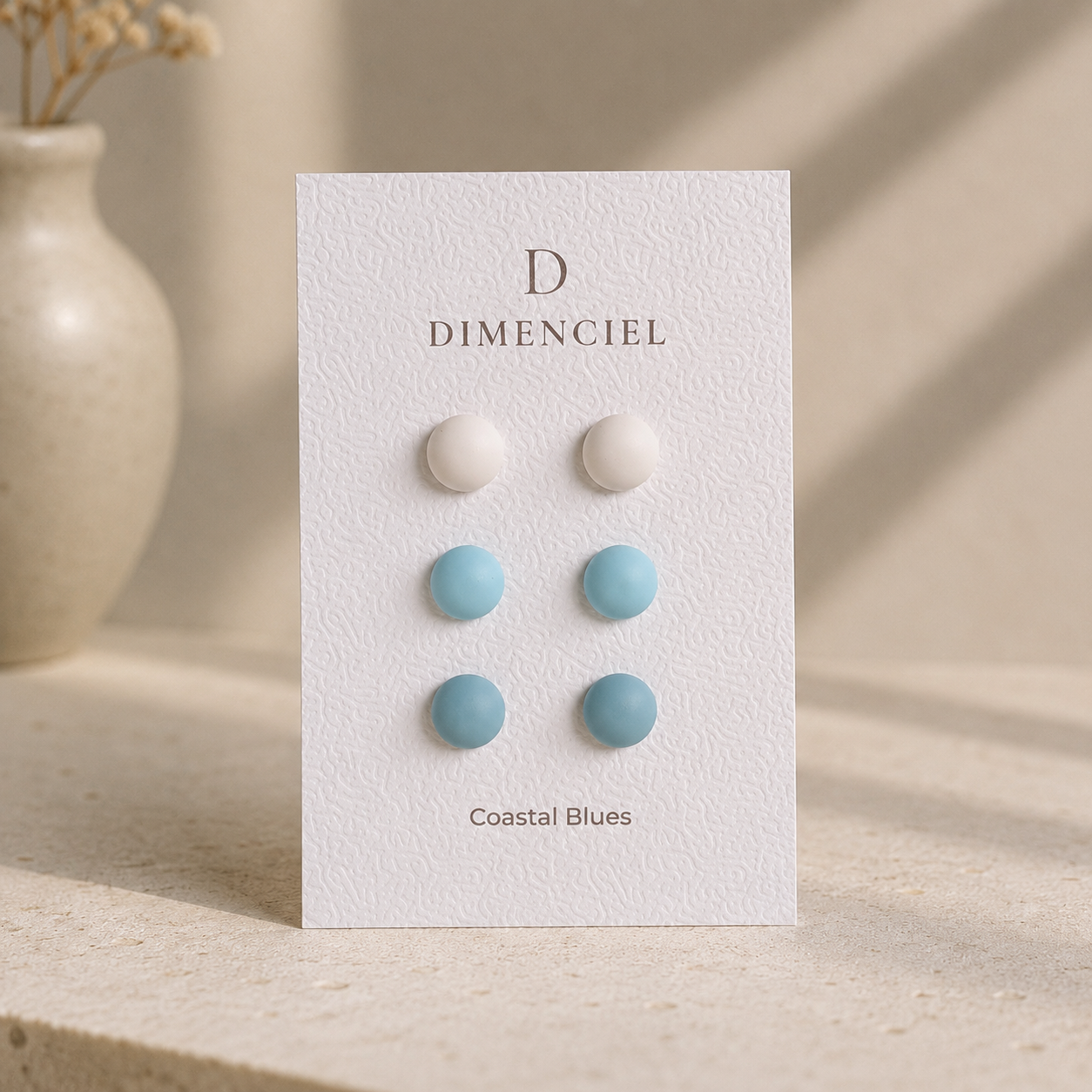 The Micro Dome Trio in Coastal Blues | Half Sphere Ear Studs Set